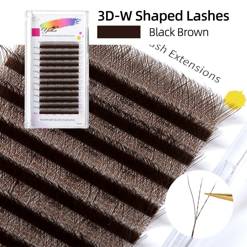 Extensões de Cílios Marrons Pré-Montados em Fan 2D-5D Formato W