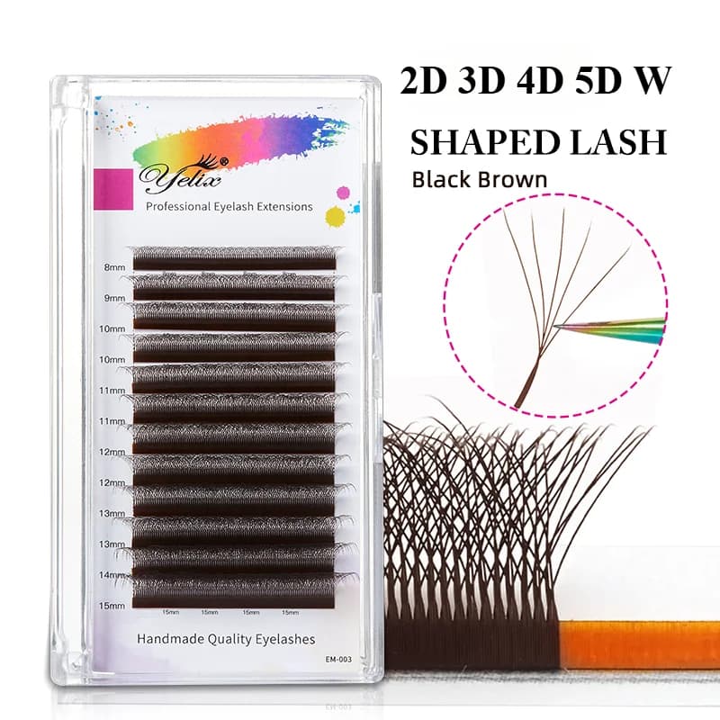 Extensões de Cílios Marrons Pré-Montados em Fan 2D-5D Formato W