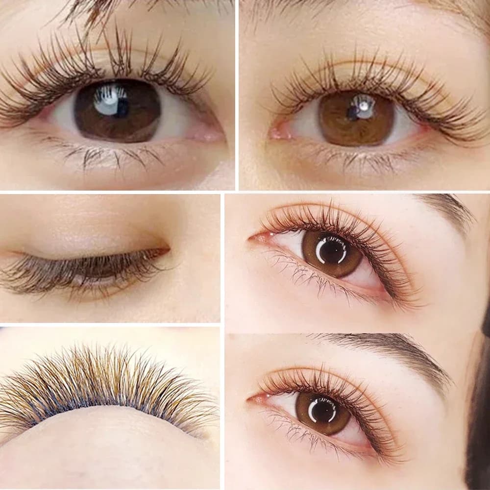 Cílios Flat Split-Tip Brown Ellipse B/C/D Curl 12 Fileiras