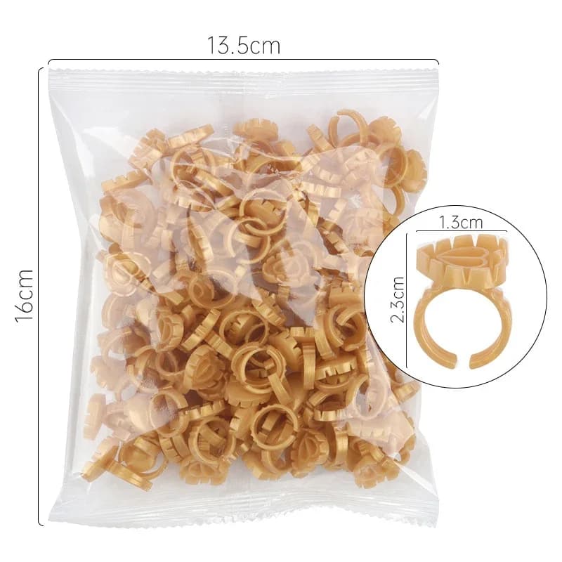 100 Pcs Suporte Descartável para Anel de Cola para Extensões de Cílios