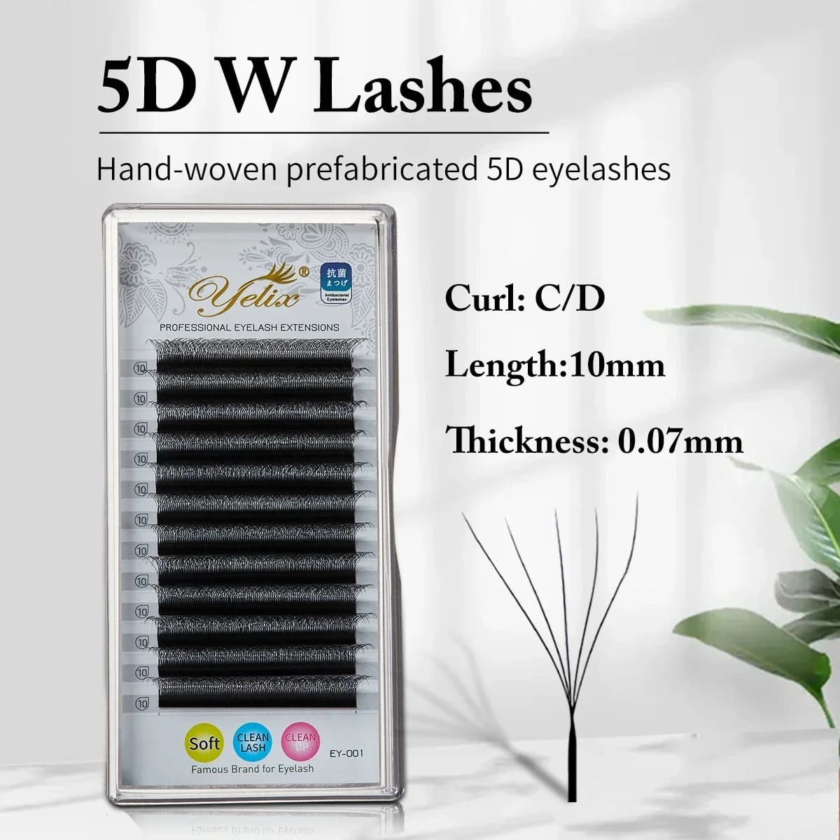 Extensões de Cílios em Leque Pré-Fabricado 5D W com Abertura Automática