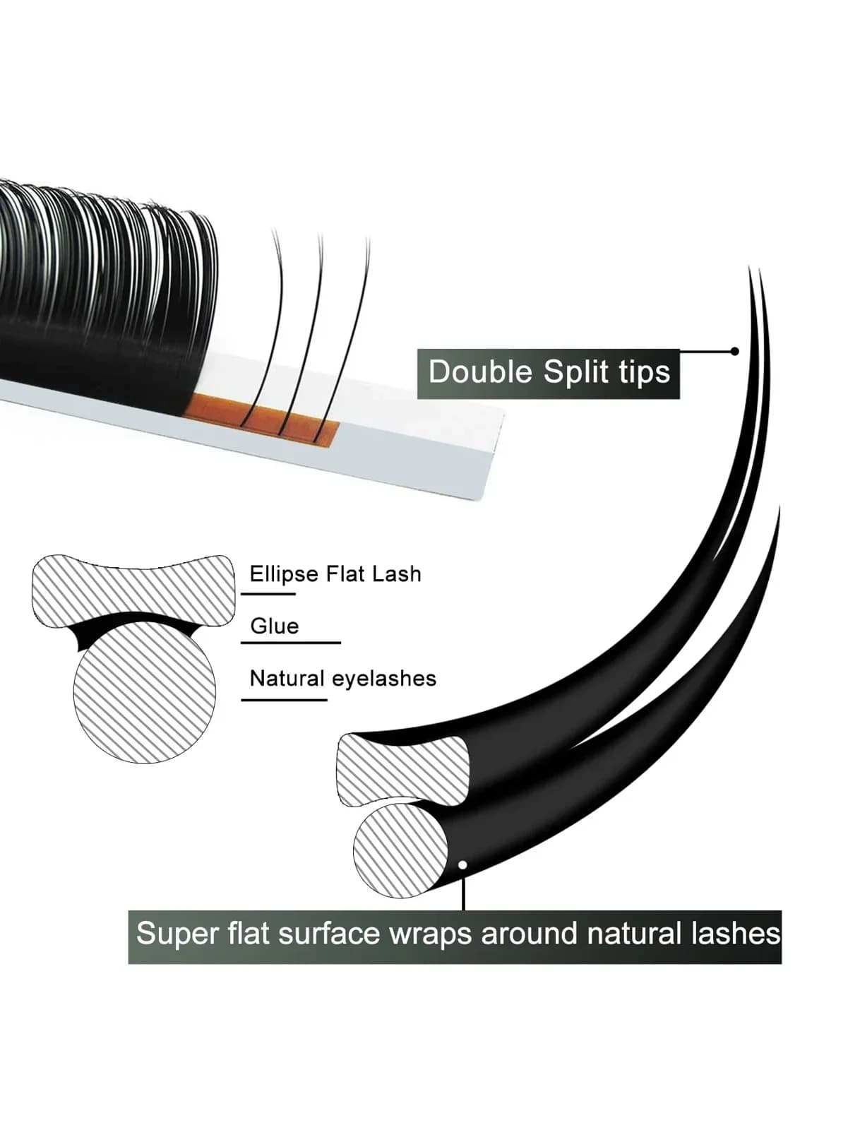 Extensões de Cílios Naturais Matte Elípticos Clássicos