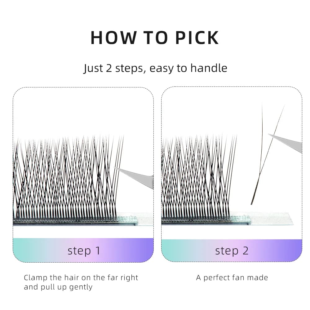 Extensões de Cílios Tecidos à Mão 2D Y Shape Ponta Única