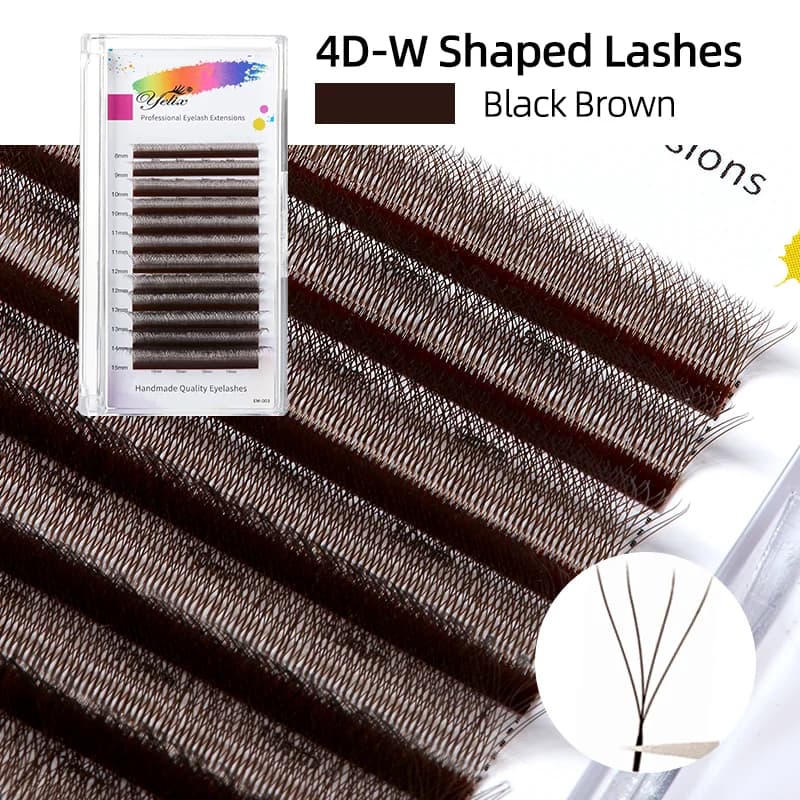 Extensões de Cílios Marrons Pré-Montados em Fan 2D-5D Formato W