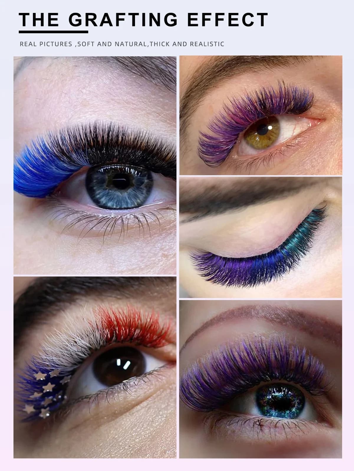 Extensões de Cílios Easy Fan Coloridos Vermelho Verde Azul Roxo