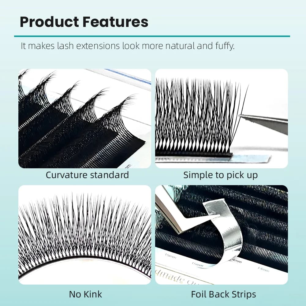 Extensões de Cílios Volume Fan Pré-fabricado Formato W Estreito, 2D-5D