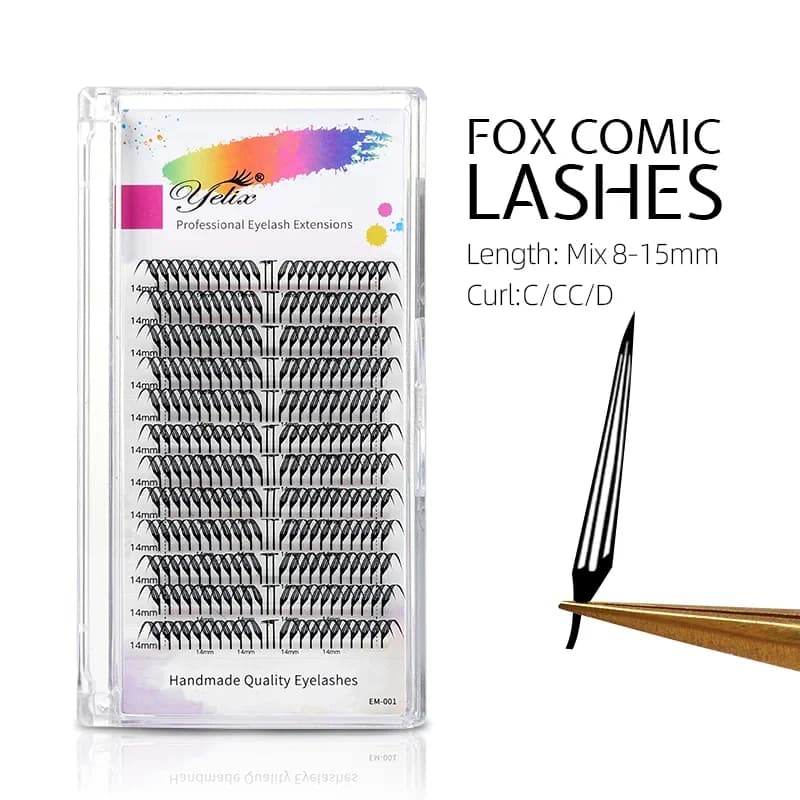 Extensões de Cílios Volume Fan Pré-fabricadas Estilo Fox Comic Spire