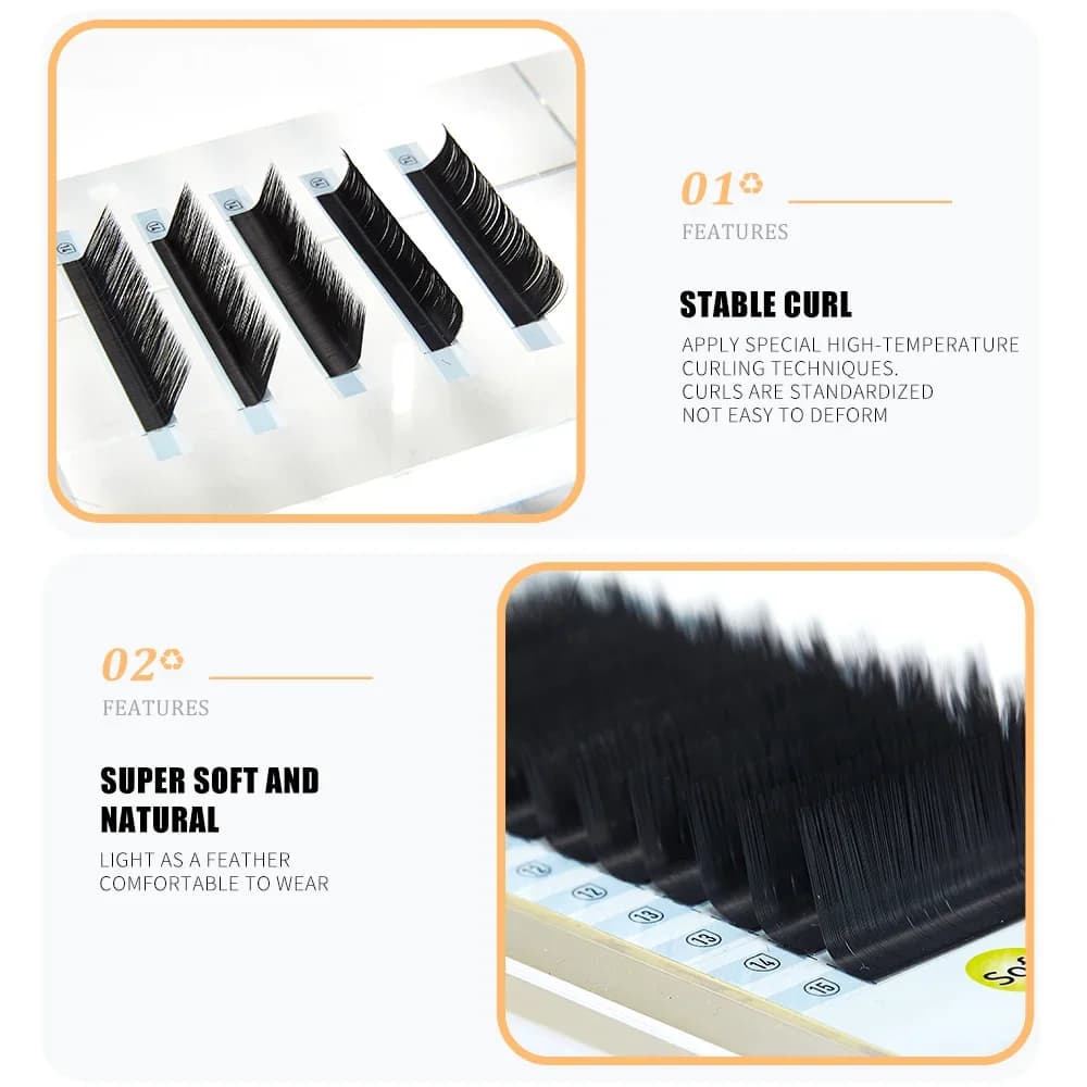 Extensões de Cílios Individuais L Curl Matte Mink 8-15mm
