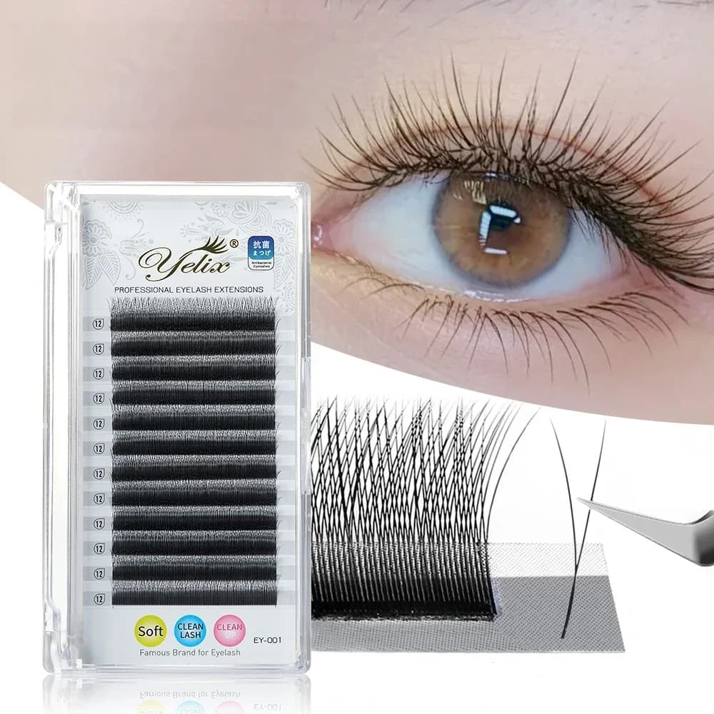 Extensões de Cílios Leque Premade 2D Y Shape Ponta Única 0.10mm