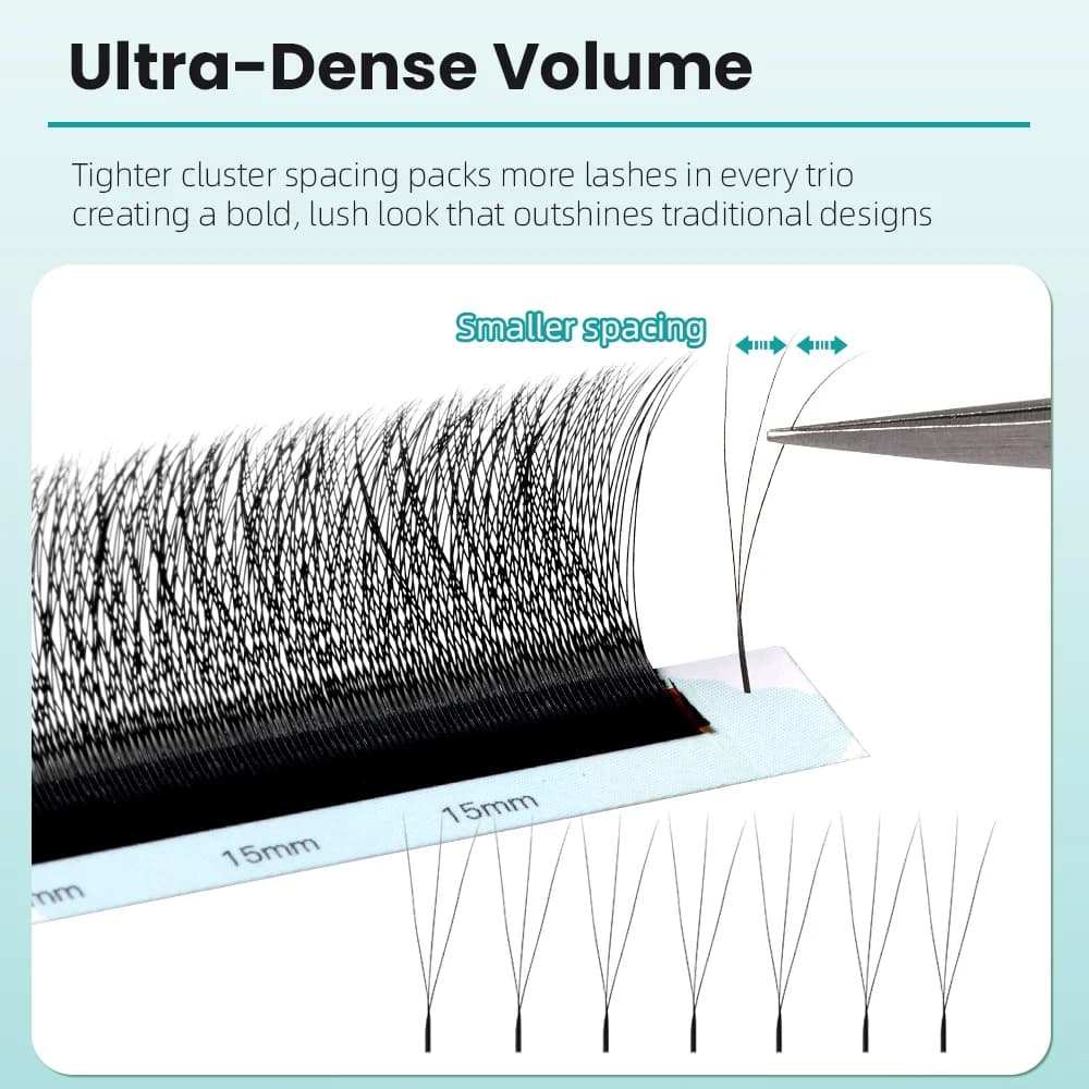 Extensões de Cílios Volume Fan Pré-fabricado Formato W Estreito, 2D-5D