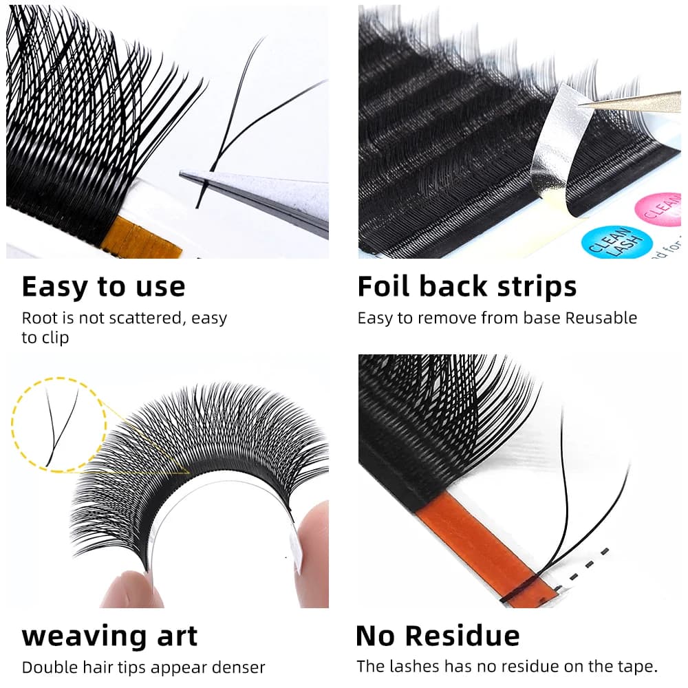 Extensões de Cílios YY Volume Pré-Fabricado 2D, 8-15mm