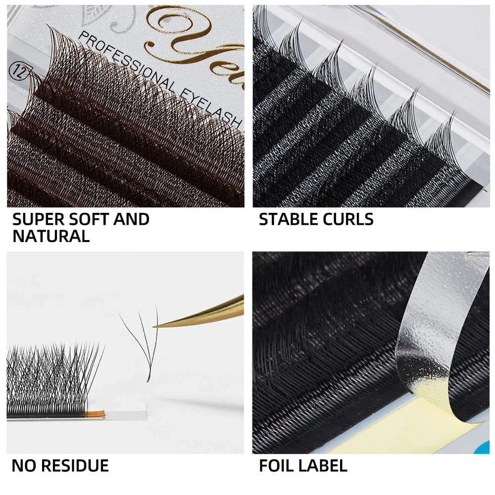 Extensões de Cílios 3D Mink Formato W Clover 0.07mm