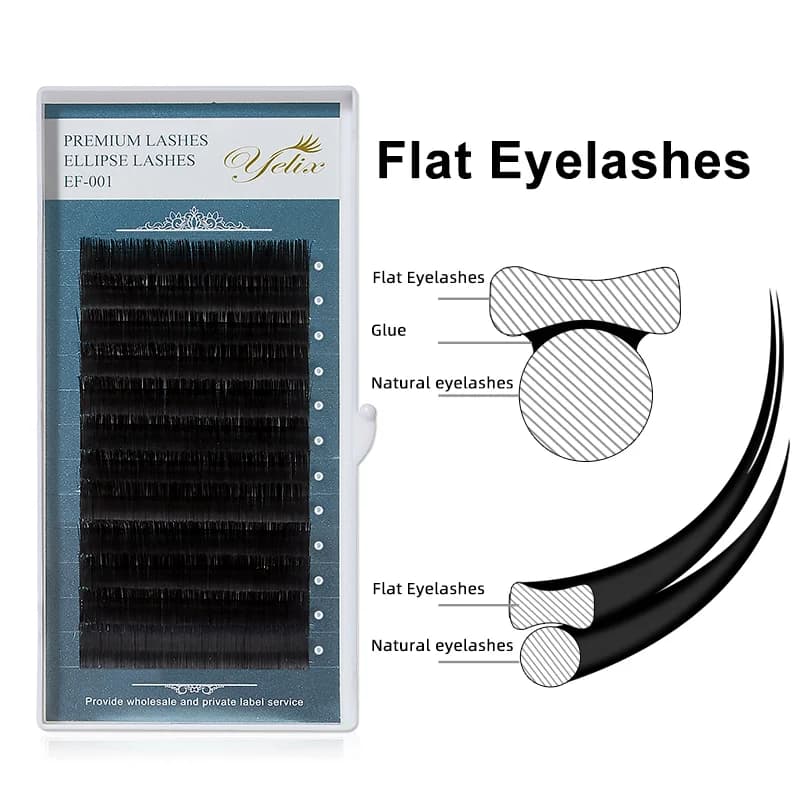 Extensões de Cílios Flat Elipse com Ponta Dividida 0.15mm 0.20mm