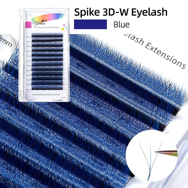 Cílios Volume Fluffy 3D-W com Espinhos Pretos e Roxos