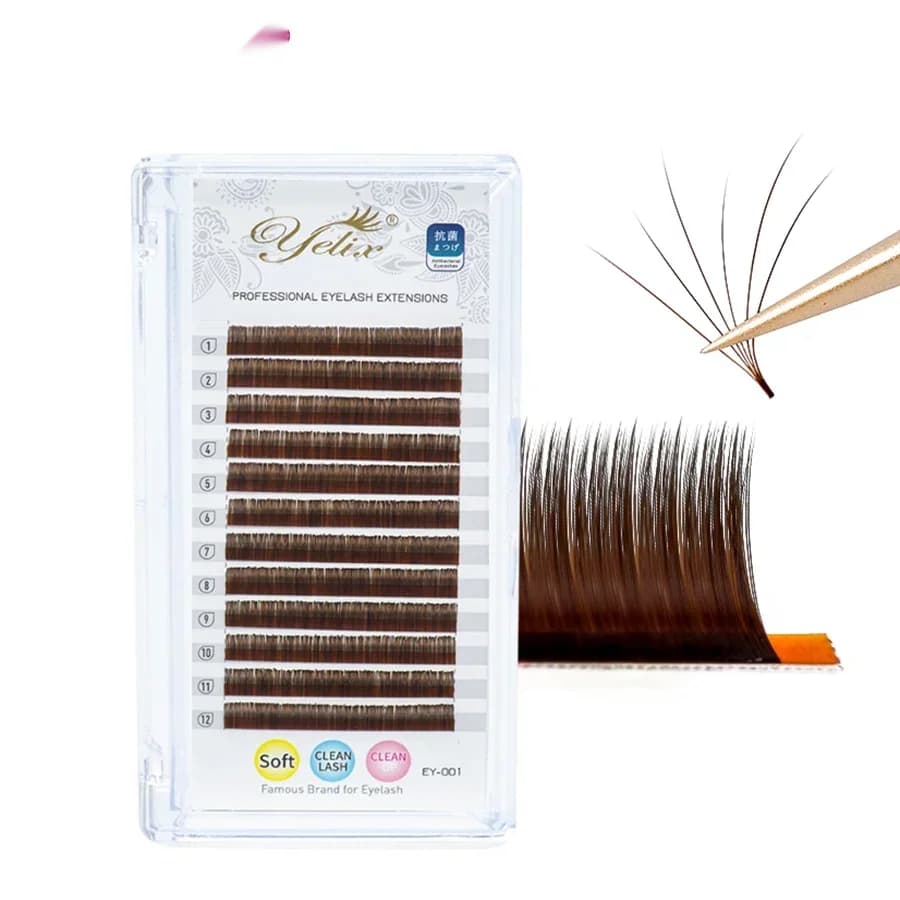 Extensões de Cílios de Seda Marrom Escuro Easy Fanning