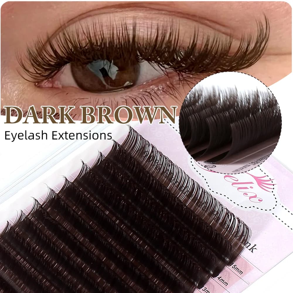Extensões de Cílios Individuais Castanho Escuro 0.07mm Mix 7-15mm